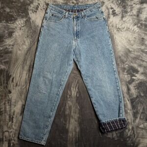 L.L. Bean Relaxed Fit Flannel Lined Blue Denim Jeans Size 34x32 Double L